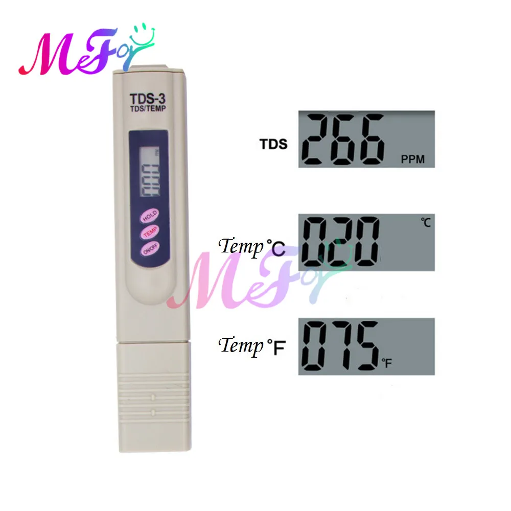 Portable Pen Digital Water Meter Filter Measuring Water Quality Purity Tester TDS Temperature Meter With Battery Thermometer