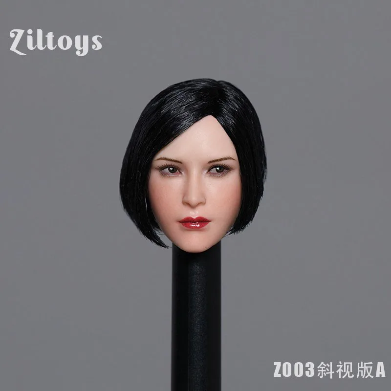 Ziltoys Z003 1/6 Ada Wong Straight Squinting Hair Transplant Head Sculpt Carving Fit 12'' Female Soldier Action Figure Body Doll