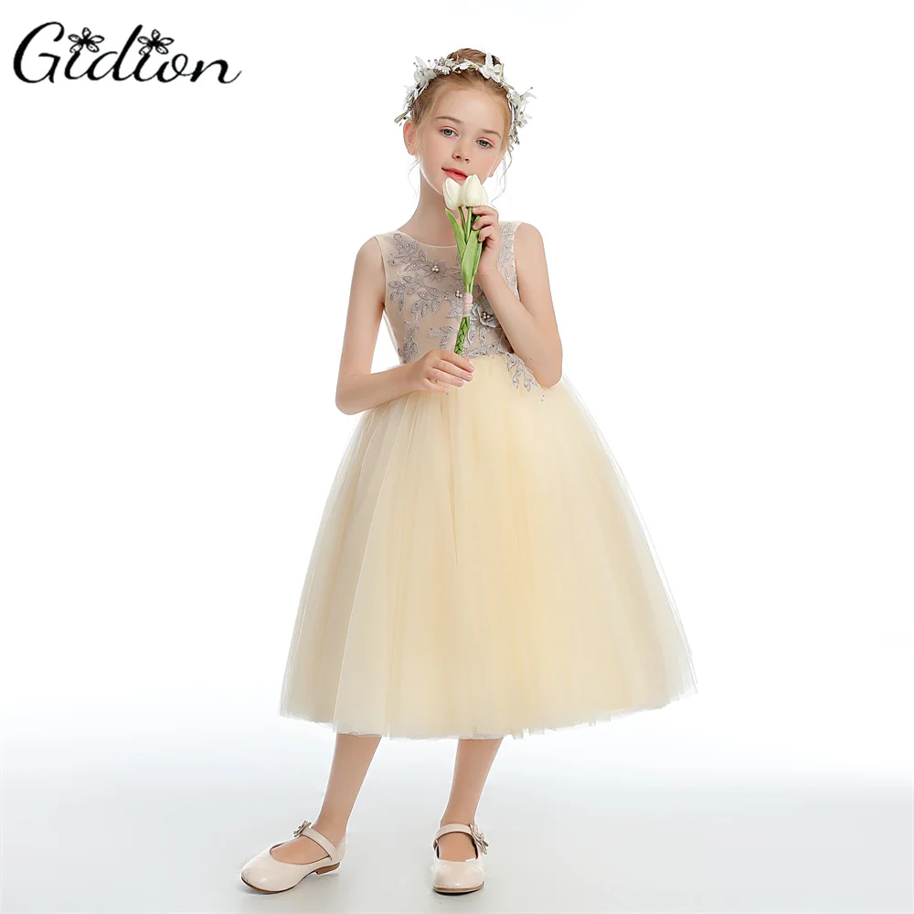 Children Princess Flower Girl Dress For Wedding Birthday Evening Party Ball Pageant Ceremony Festivity Celebration Show Prom