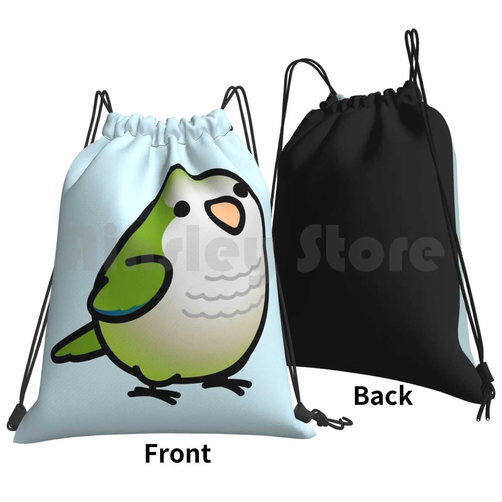 Chubby Parrot Backpack Drawstring Bags Gym Bag Waterproof Parrot Monk Parakeet Bird Birb Bird Cute Green Parrot Animals