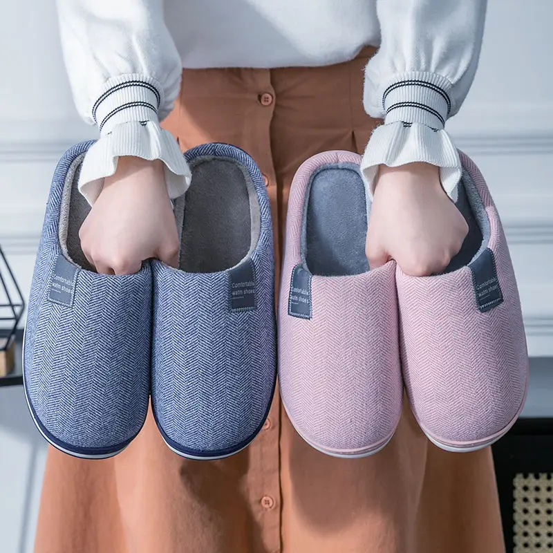 Autumn/Winter Home Shoes Woman knitting Cotton Solid Indoor Floor Soft Fluffy Slippers Women/Men House Short plush Slipperser4