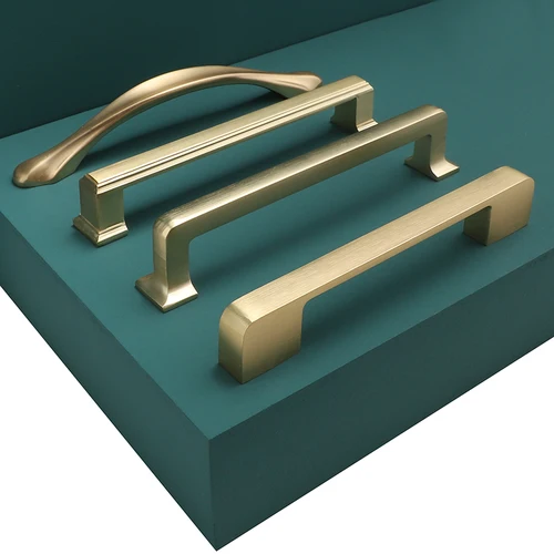 Pomos y tiradores de puertas modernas para puertas interiores, muebles dorados, armarios, cajones, tiradores de armario de cocina sólidos