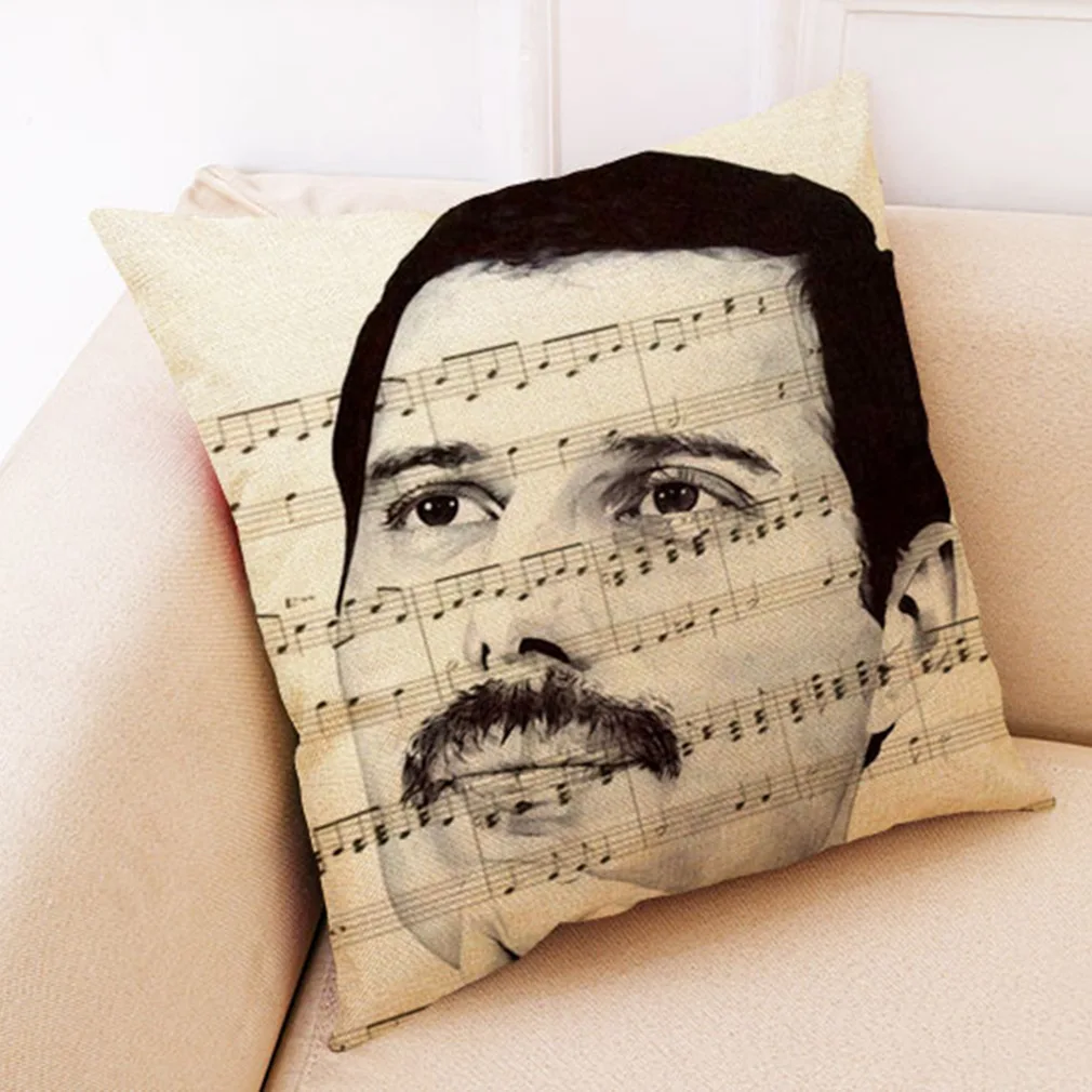 Rock band capa de almofada queen de algodão, capa personalizada decorativa em linho para cadeira têxtil 45x45cm de um lado