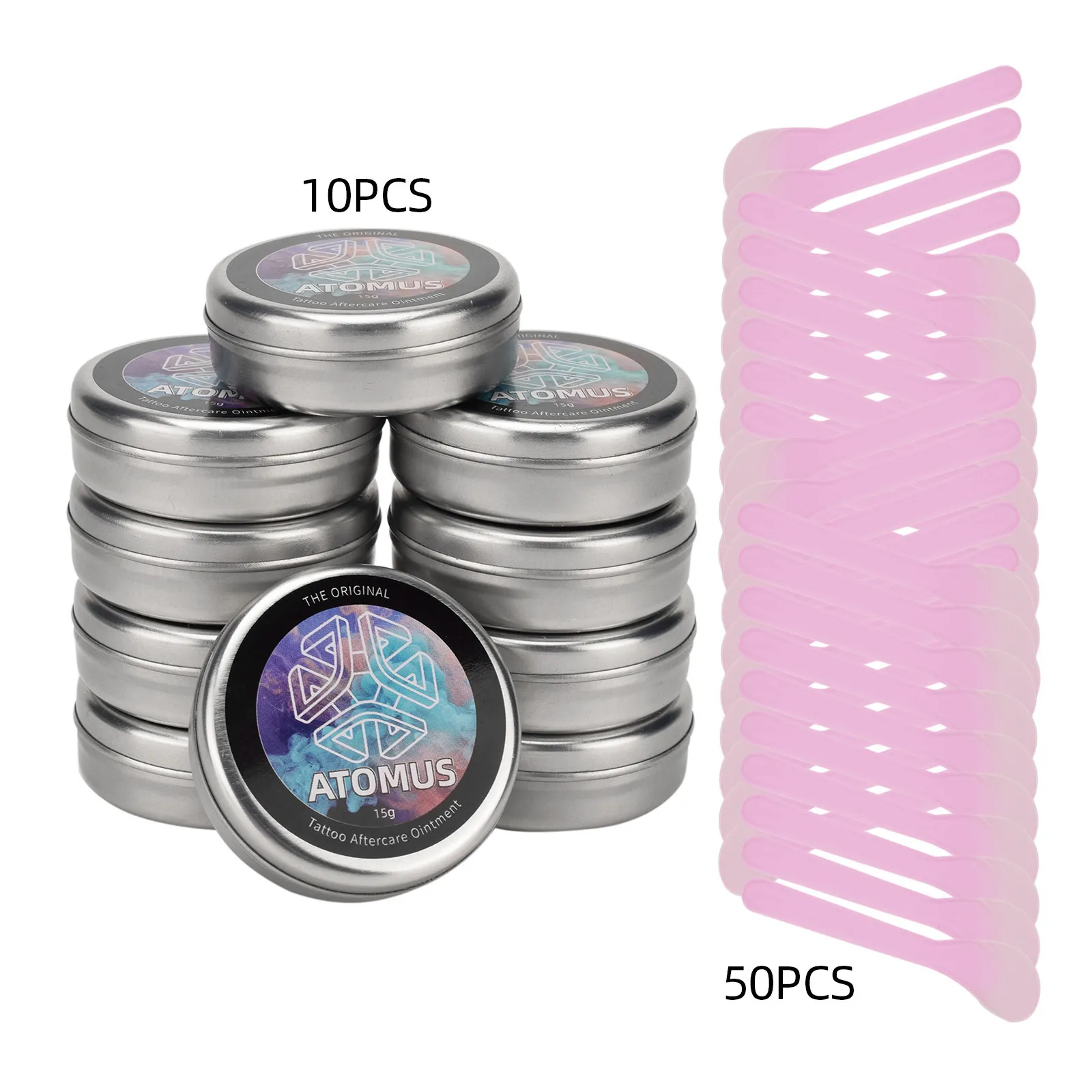 

Tattoo Supplies Tool Set 10pcs Tattoo Healing Repair Cream 50pcs Disposable Pink Plastic Applicator Stick Wiping Scraper Strip