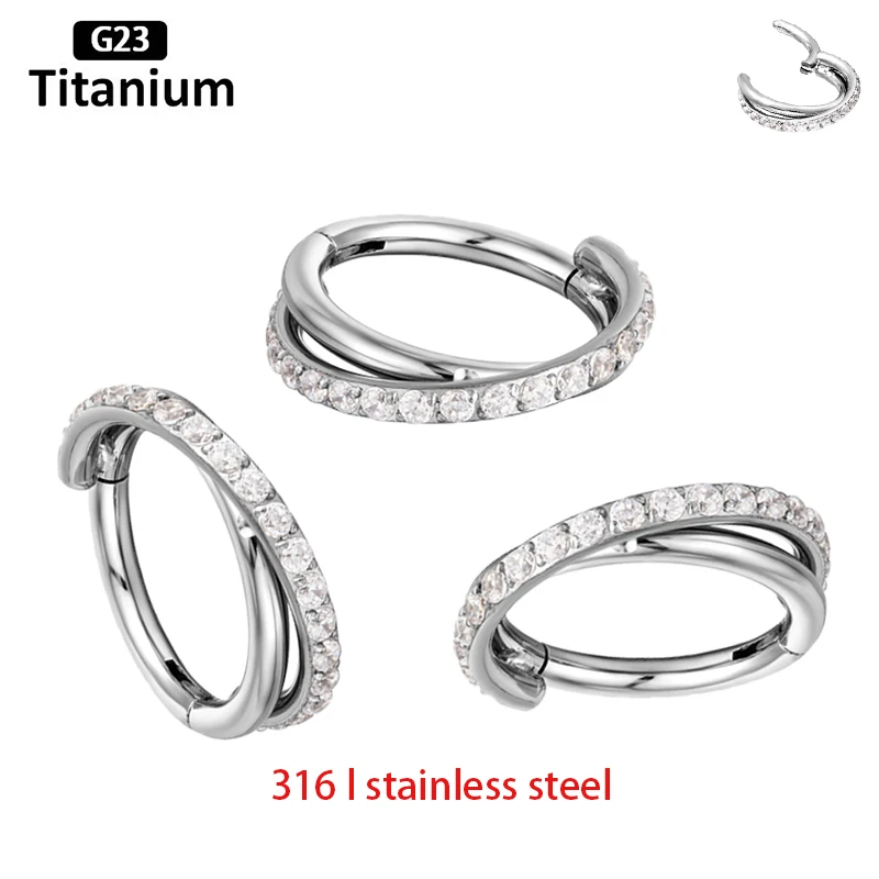 

316 L Stainless Steel Daith Zircon Hight Segment Rings Open Small Septum Piercing Nose Rings Earrings Piercing 16G Nose Piercing