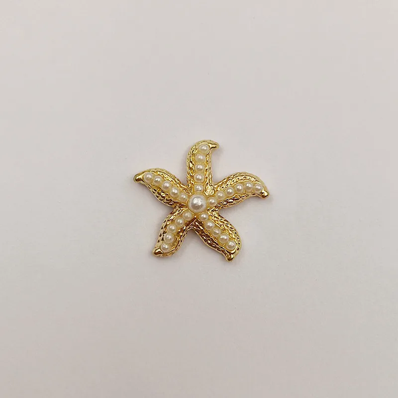 10 Pcs/lot Batch Alloy Gold  Starfish Pendant Button Decoration Jewelry Earrings Collar DIY Jewelry Accessories Handmade