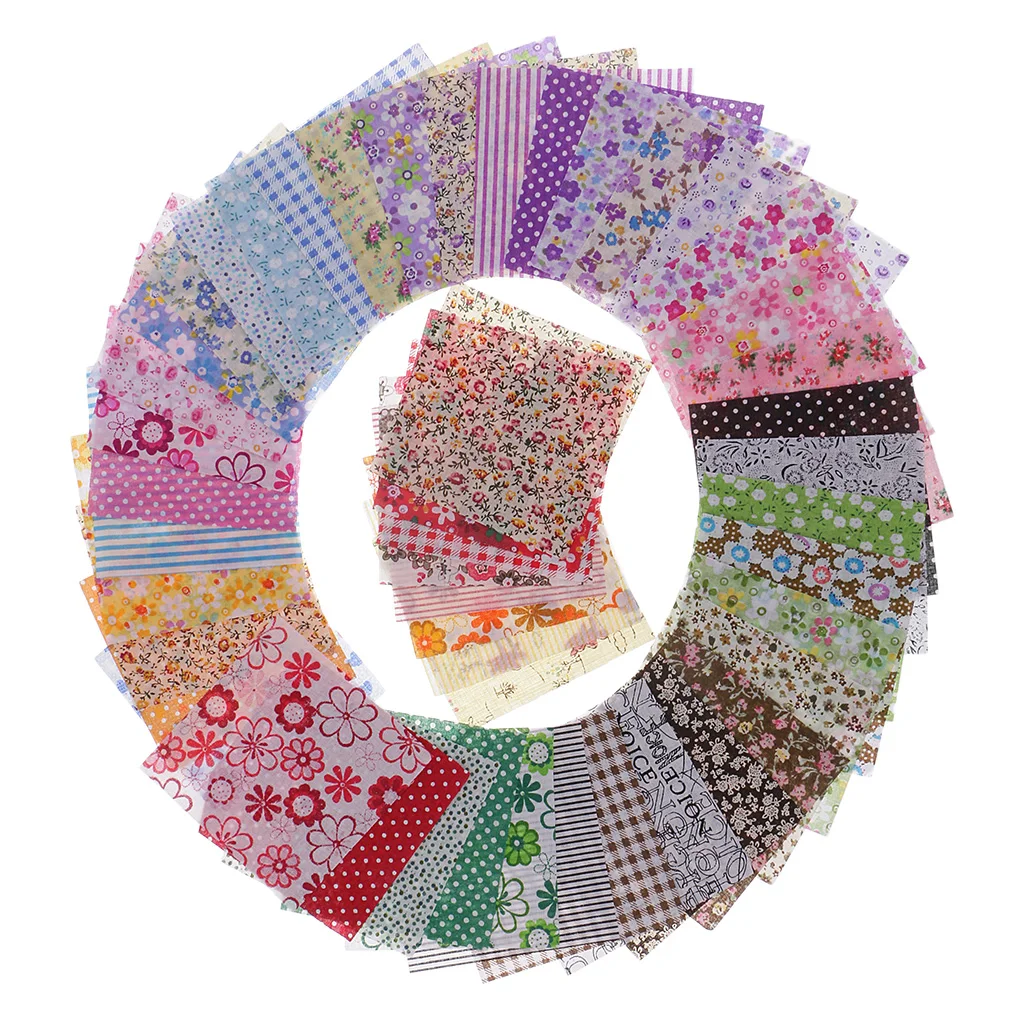 50Pcs Bundle Cotton Patchwork Sewing Fabric Quilting Tissue Clothes for Patchwork Needlework 10x10cm Square Handmade Material