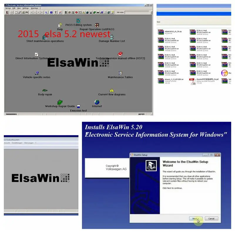 2024 Hot Auto Repair Software ElsaWin 6.0 Work for V-W For Audi ferrament automotiva Elsa Win 6.0 80gb HDD Auto Repair Software