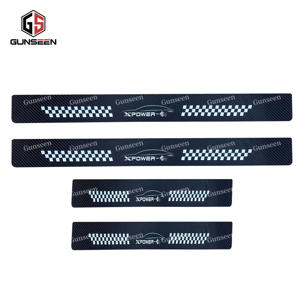 For MG 6 MG6 2020 Auto Door sill Trim Pedal Accessories styling Carbon Fibre Texture Leather PU Car Protector Cover Sticker