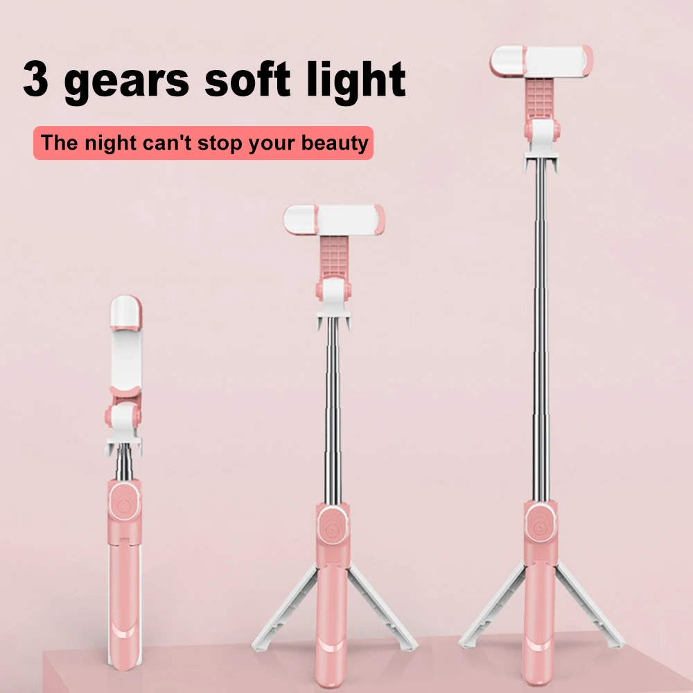 โทรศัพท์มือถือ Telescopic Selfie เติมแสงผู้ถือโทรศัพท์ขาตั้งกล้อง Handheld Gimbal Fit สำหรับ Live/Vlog/วิดีโอ