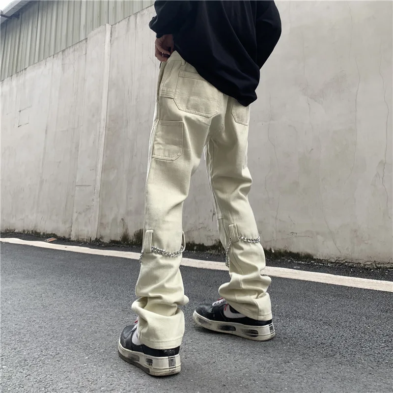 ICCLEK American High Street Jeans Loose Pull Jeans Fashion Straight Leg Pants Casual Pants Men Jeans  Low Rise Jeans