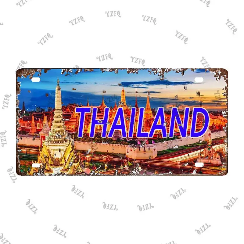 6x12imch Vintage Thailand Travel Poster Plaque Sign Metal Plate Souvenir  Wall Art Shop Restaurant Craft Home Decor DC-0314A