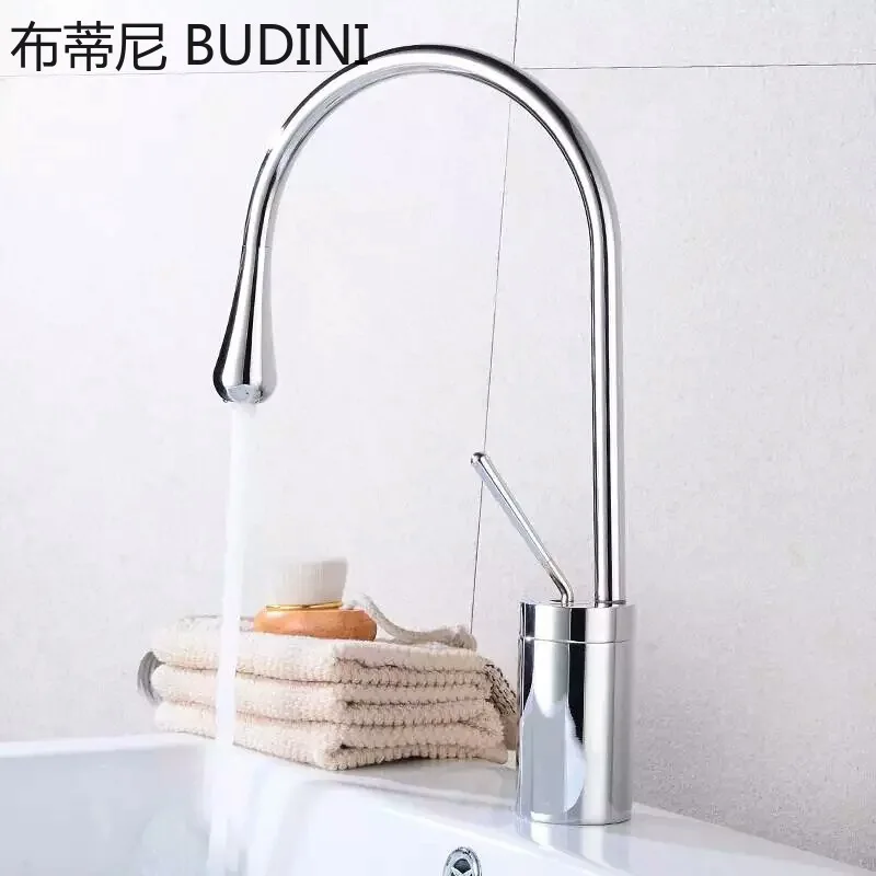 Bathroom Deck Mounted Basin Faucet Black Sink Tap Single Hole Water Tap Hot and Cold mixer faucet  kitchen faucets