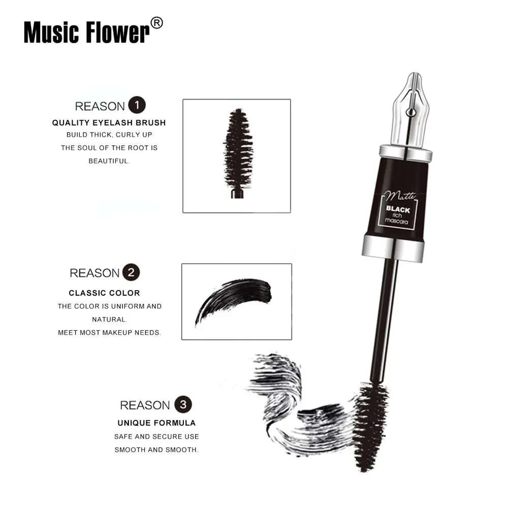 Ingrich – Mascara en forme de fleur de musique, brosse à Olive, tête roulée