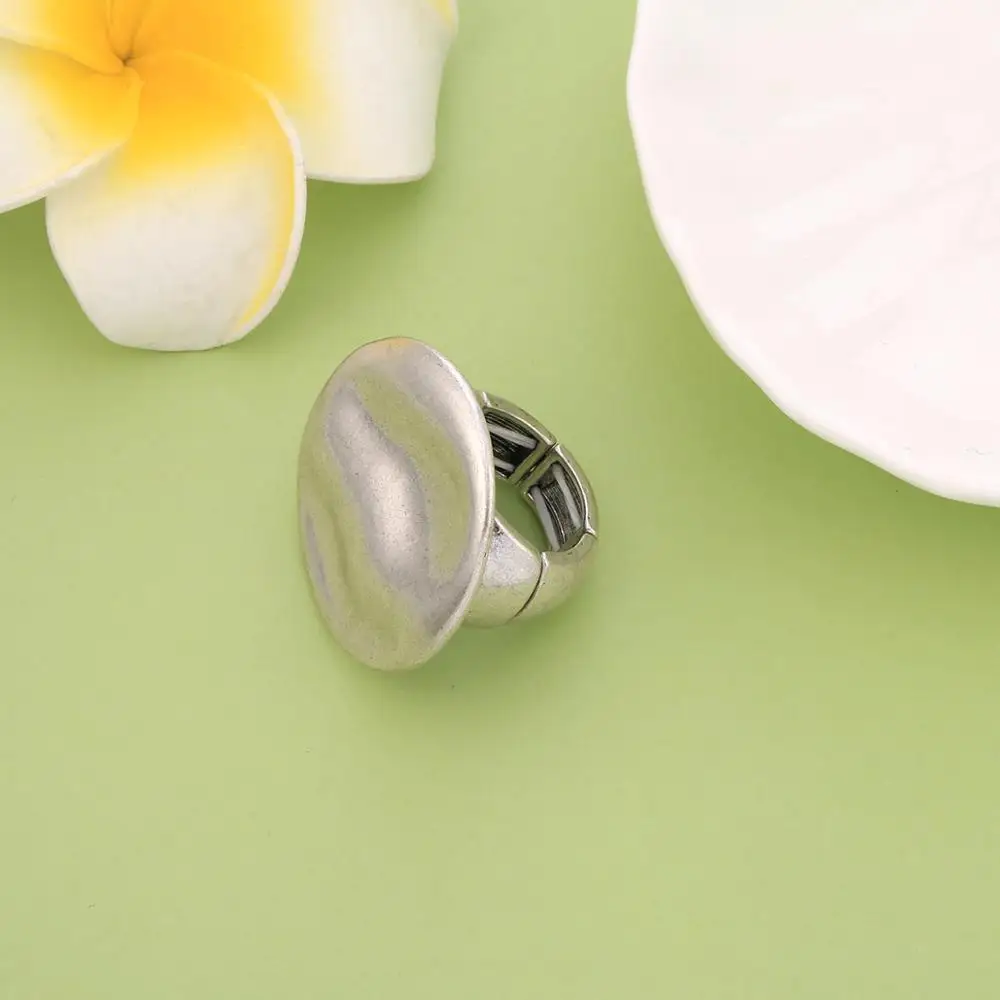 Retro Wind Rings Ancient Silver Color Simple Uneven Round Finger Ring Adjustable Fashion Jewelry Party Gift Accessorie Wholesale