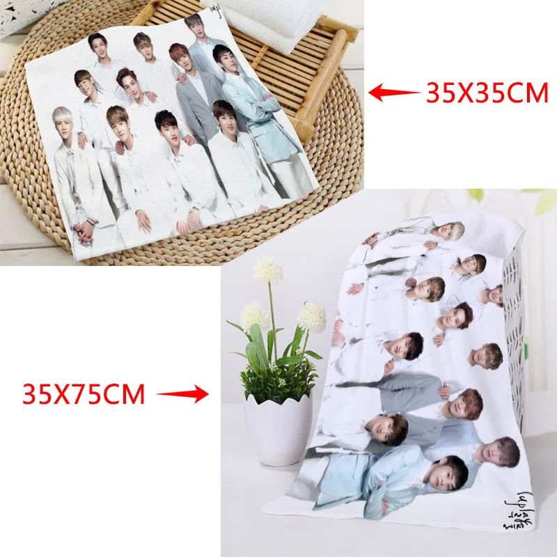 New EXO Towels Size 35x35cm 35x75cm Square rectangle Towels Printing Cotton Face Towel Fabric Custom logo