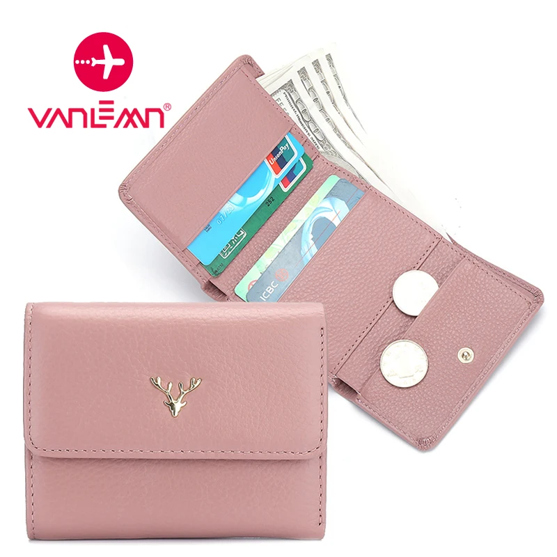 

Women's Mini Wallet Cute Coin Purse Female Genuine Leather Card Holder Wallet For Women Ladies Money Bag Student Girl Fold Purse