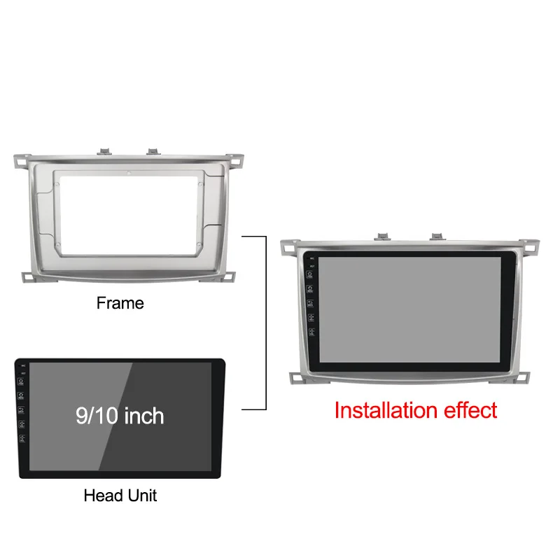 Alloggiamento in plastica anteriore da 10 pollici per Toyota landCruiser 100 2003-2006 telaio in plastica anteriore per autoradio con spine per cavi set completo