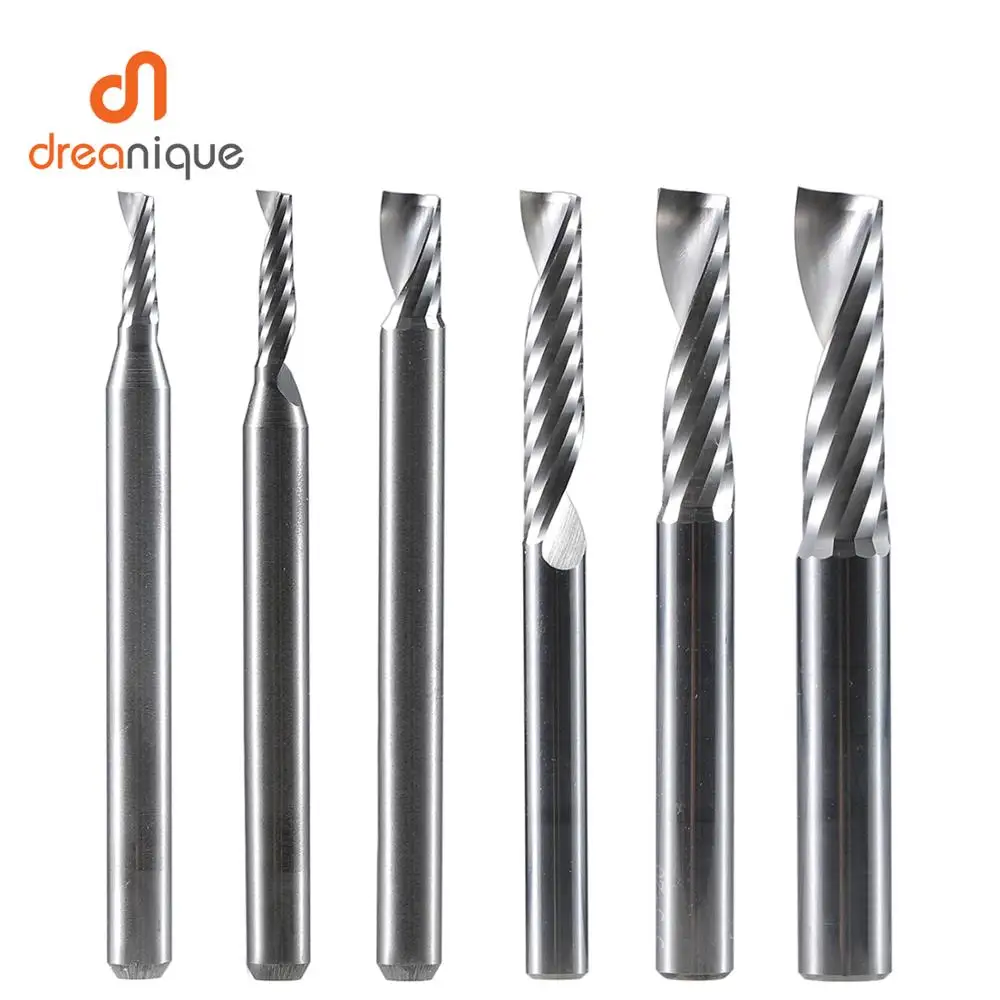 1pc AAAAA 3D CNC Router Bit Engraving Cut 3.175 /4/6 Shank Single Flute Milling Cutter Spiral End Mill Woodworking Aluminum