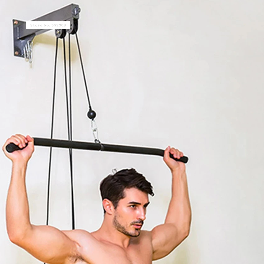 F028 Wall Comprehensive Fitness Muscle Trainer Steel DIY Pulley Cable Machine Attachment System Triceps Biceps Pulley System