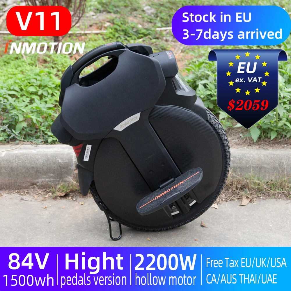 

New InMotion V11 Electric Unicycle electric scooter 1500Wh Battery, 2200W Motor with Pedal Suspension Freeshipping