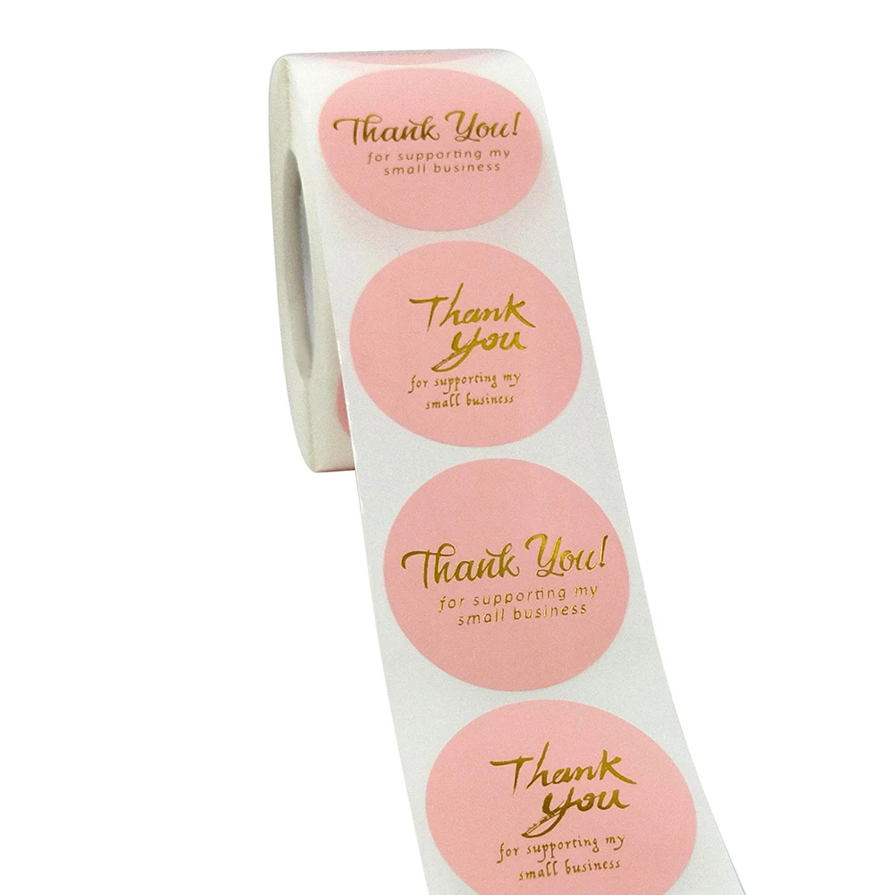 500pcs 3.8cm Gold Thank You for Supporting Packaging Decoration Design Diary Scrapbook Sticker Decorative Label
