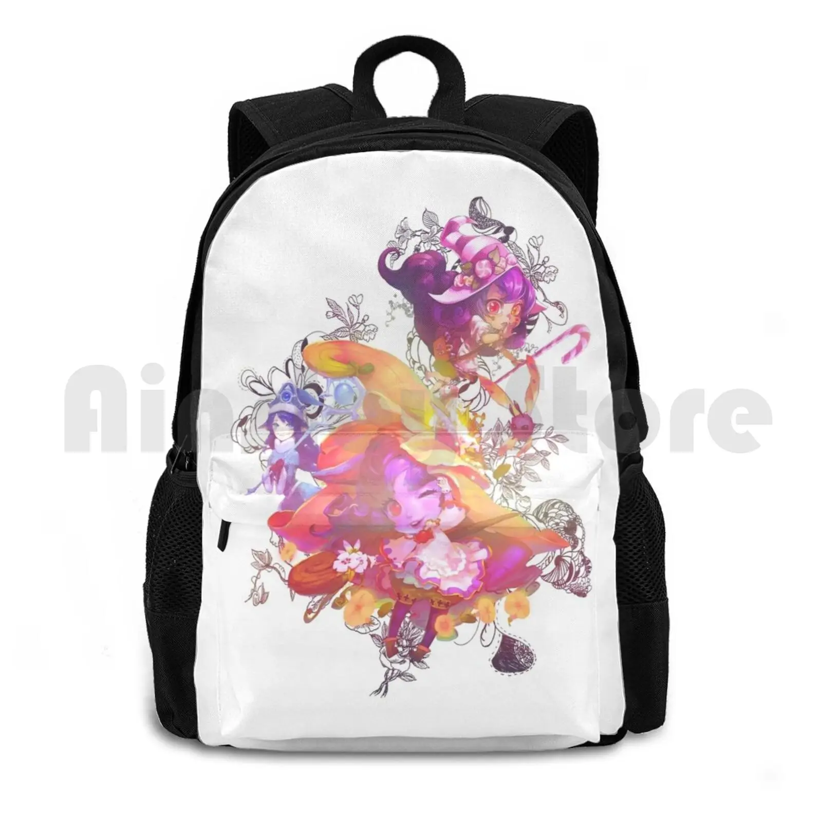 Kawaii Lulu Outdoor Hiking Backpack Waterproof Camping Travel Lulu Support Mid Top Game Gaming Girls Kawaii Magic Riot Games