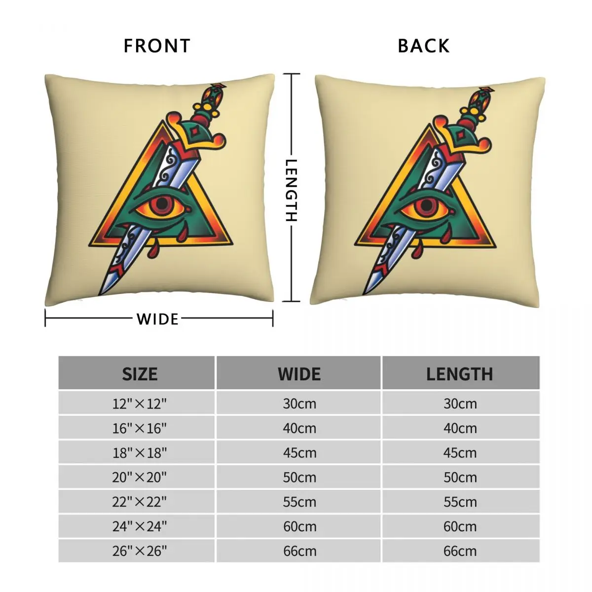 Dagger Eye of Providence Square Pillowcase Polyester Linen Velvet Creative Zip Decor Sofa Cushion Cover Wholesale