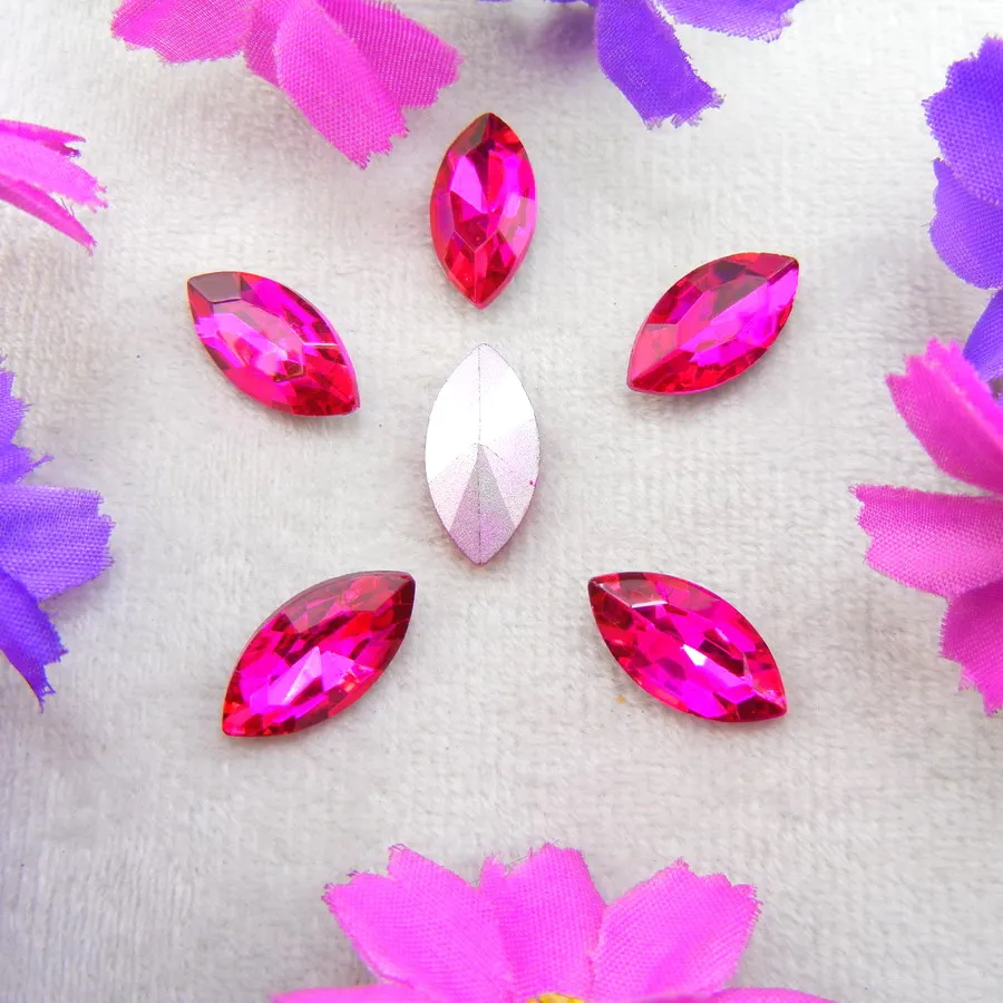 Glaskristalle in 8 Größen und Farben, Navette-, Pferdeaugen- und Marquise-Form, zum Aufkleben, für Handarbeiten, Nagelkunst, Handyhüllen, DIY – Detail 8
