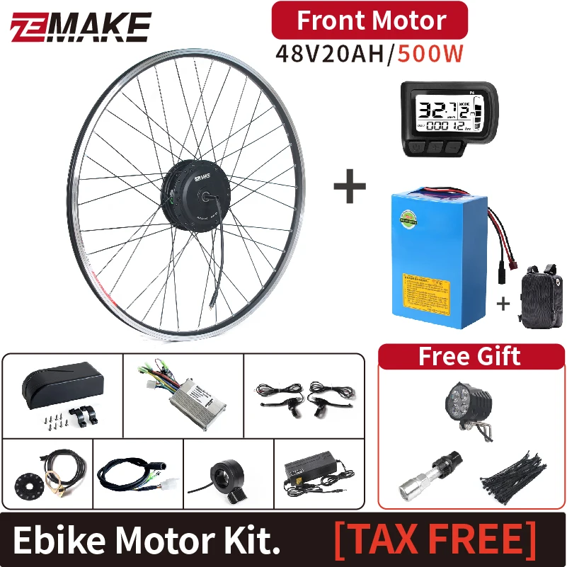 

Electric Bicycle Conversion Kit Battery 20AH 48V 250W 350W 500W 20-29inch 700C EBike Brushless Hub Motor Bike Front Rear Wheel