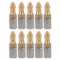 10pcs Titanium Coated PH2 Screwdriver Bits Anti Slip 1/4\