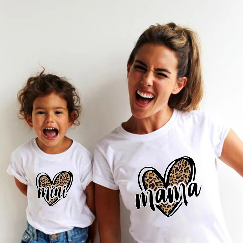 Fashion Family Look MAMA MINI Print T-shirt Mom Mommy and Me Clothes Family Matching Outfits Look Mama and Daughter Clothes