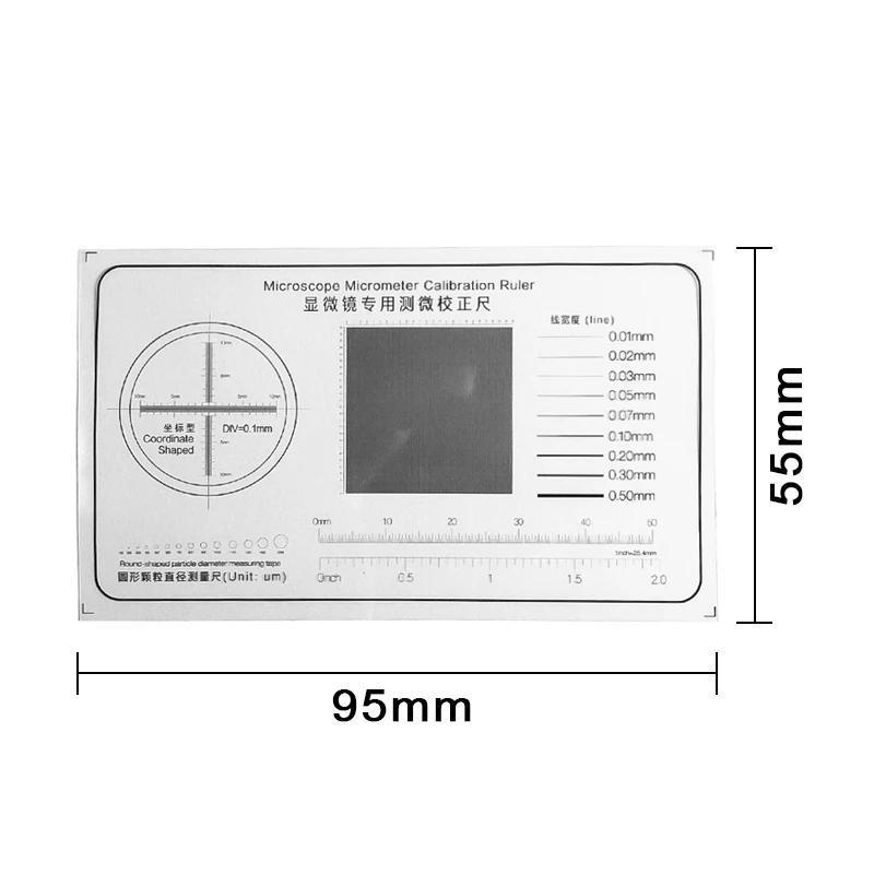 Microscope Micrometer Calibration Ruler Transparent Film PET Round-shaped Particle Diameter Measuring Tape Line Coordinate Shape