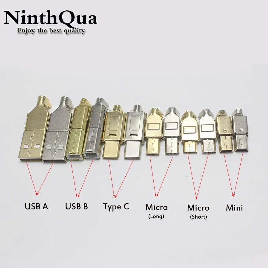 50set Micro Mini Type C USB 2.0 USB 3.1 Male plug connector Socket Jack Nickel/Gold Plated for DIY data cable HiFi Audio Adapter