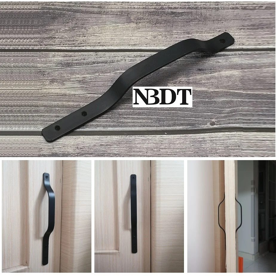 

4Pcs 10" Matte Black Rustic Iron Barn Bedroom Door Pull Handle