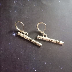 Mini Flute Leverback Earrings, Clip Earrings, Dangle Earrings, Geek Jewellery Quirky Earrings, Music lover Gift