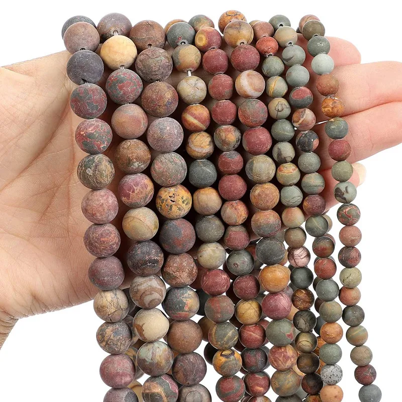 8 Mm Natural Matte Picasso Jasper Beads for Jewelry Making DIY Bracelets Fashion Accessories