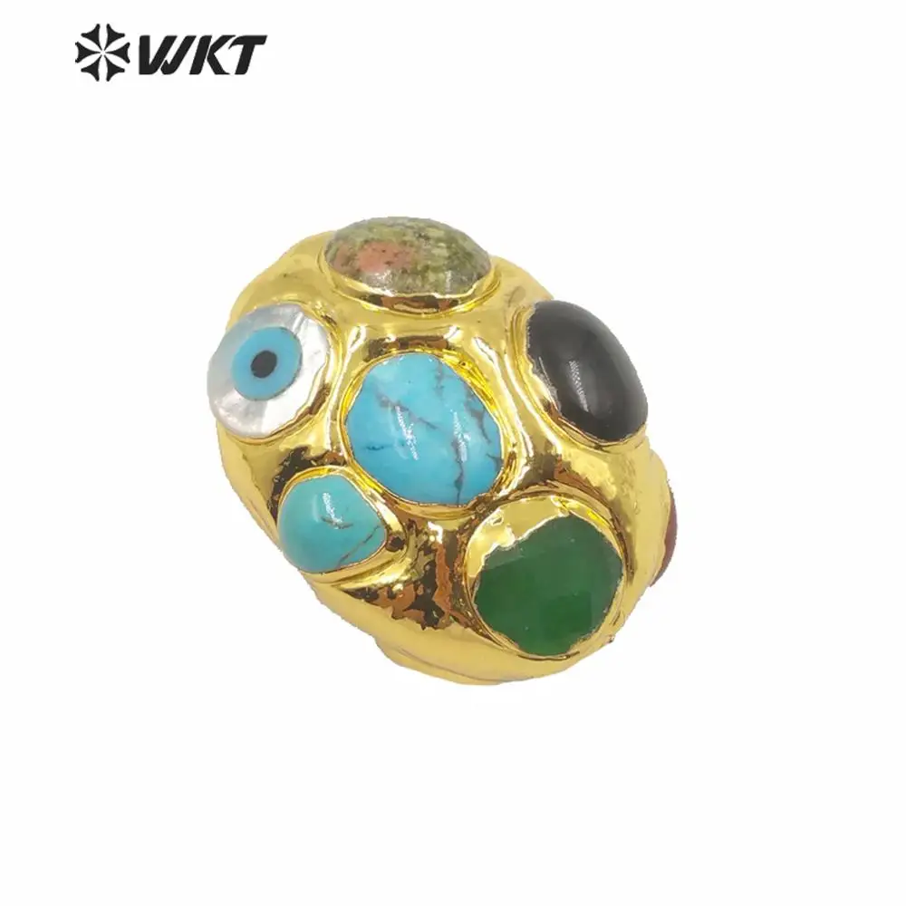 JFE44 Wholesale new design hot evil eye jewelry finding beads for women unique oval shape gold electroplated jewelry beads