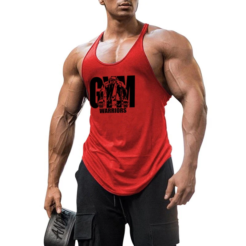 Gym Stringer Tank Top Men Cotton Clothing Bodybuilding Sleeveless Shirt Y Back Fitness Vest Summer Muscle Singlets Workout Tank
