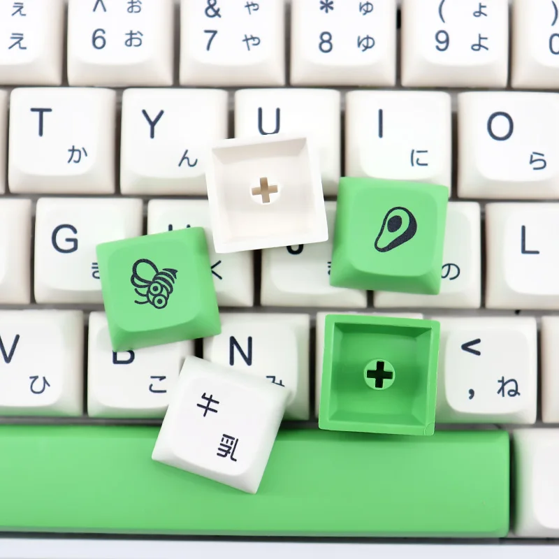 Capuchons de clavier mécanique japonais PBT, avocat, profil XDA, vert lait, sublimation, 137 prédire