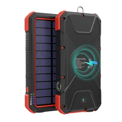 BLAVOR Solar Power Bank Portable Wireless Charger with 4 Outputs 2 Inputs,20000mAh External Battery Pack IPX5 Waterproof