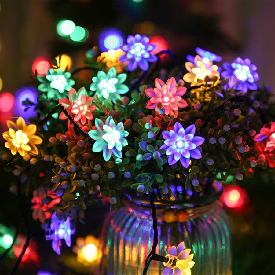 

Solar Street Garland lights Solar LED Outdoors Lotus Flowers String Lights Garden Furniture and Terrace Decor With Light Sensor