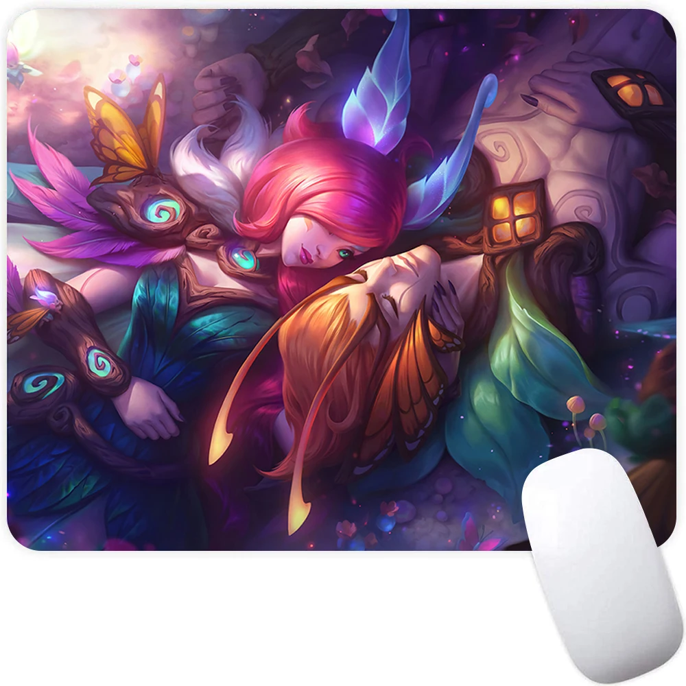 League of Legends Xayah Rakan Small Gaming Mouse Pad Computer Mousepad PC Gamer Mouse Mat Laptop Mausepad Keyboard Mat Desk Pad