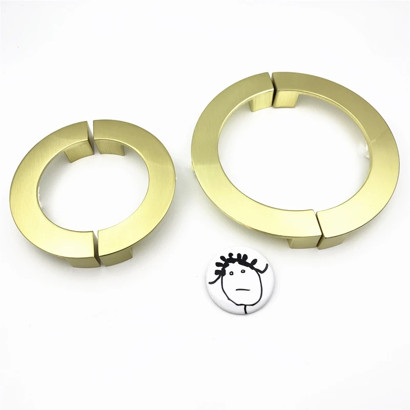

LCH Hollow Semicircular Solid Zinc Alloy Brushed Gold Black Color Handle Cabinet Drawer Knob Door Pull Chinese Style Half Moon
