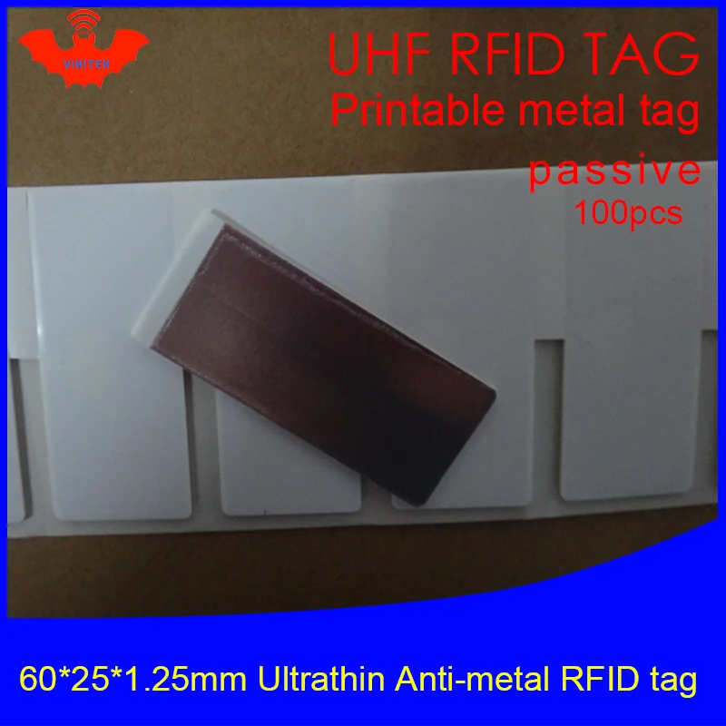 

UHF RFID ультратонкая металлическая бирка 60*25*1,25 мм 915 м 868 МГц Impinj NXP EPC 100 шт. Бесплатная доставка печатная синтетическая пассивная бирка RFID