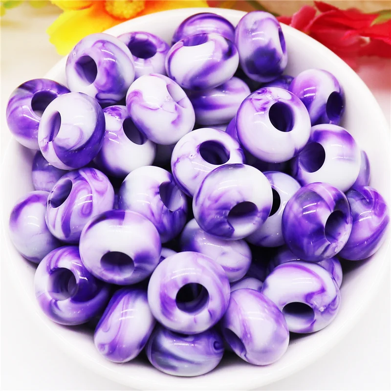 10Pcs Handmade Colorful Cloud Design Round Polished European Loose Spacer Beads 5mm Big Hole Fit DIY Crafts Jewelry Fit Bracelet
