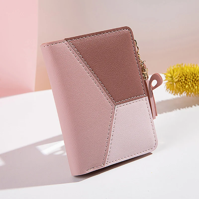 Prosty styl Krótkie portfele Tassel Hit Color PU Leather Coin Purse Card Holders Small Clutch Women Girls Hand Bag Pouch