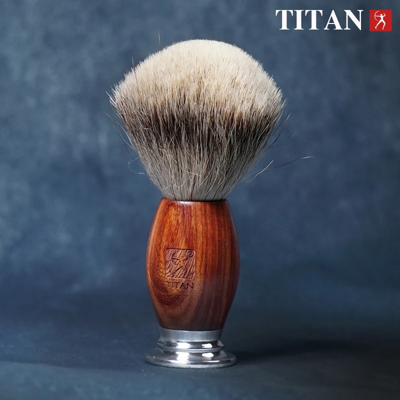 Titan shaving hair barber brush badger beard kit brushes  natural wood handle silvertip  gift