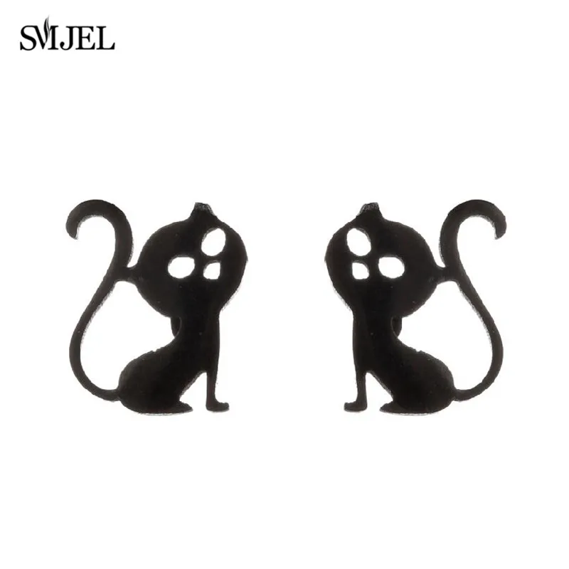 Minimalist Jewelry Cat Dog Paw Earrings for Women Trendy Cute Little Pig Chihuahua Black Small Animal Stud Earring Birthday Gift