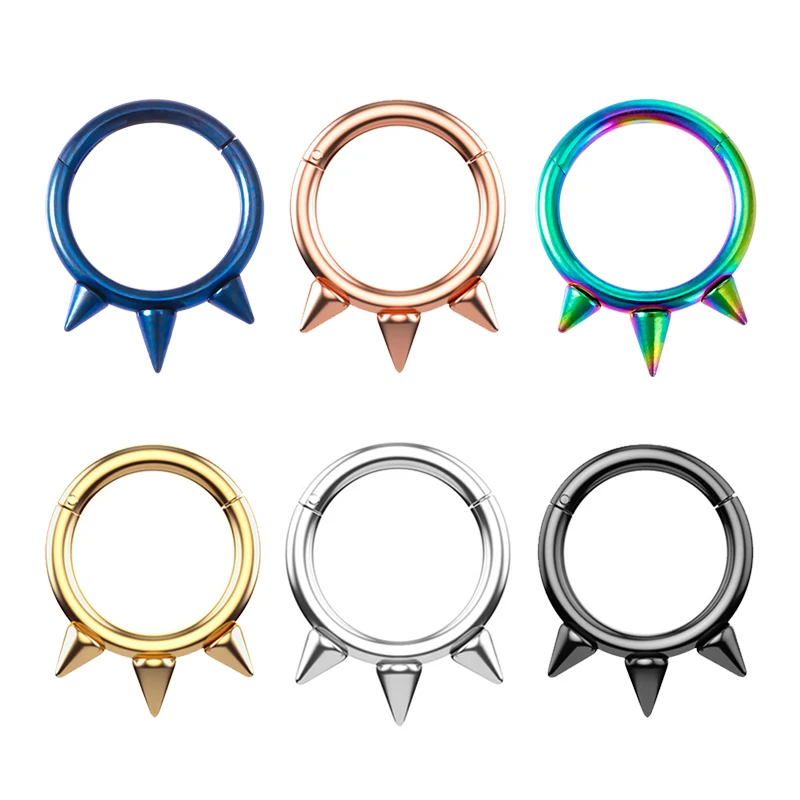 1pc Septum Piercing Clicker Segment Stainless Steel Hoop Nose Ring Cartilage Earring Helix Daith Ear Hinged Tragus Body Jewelry